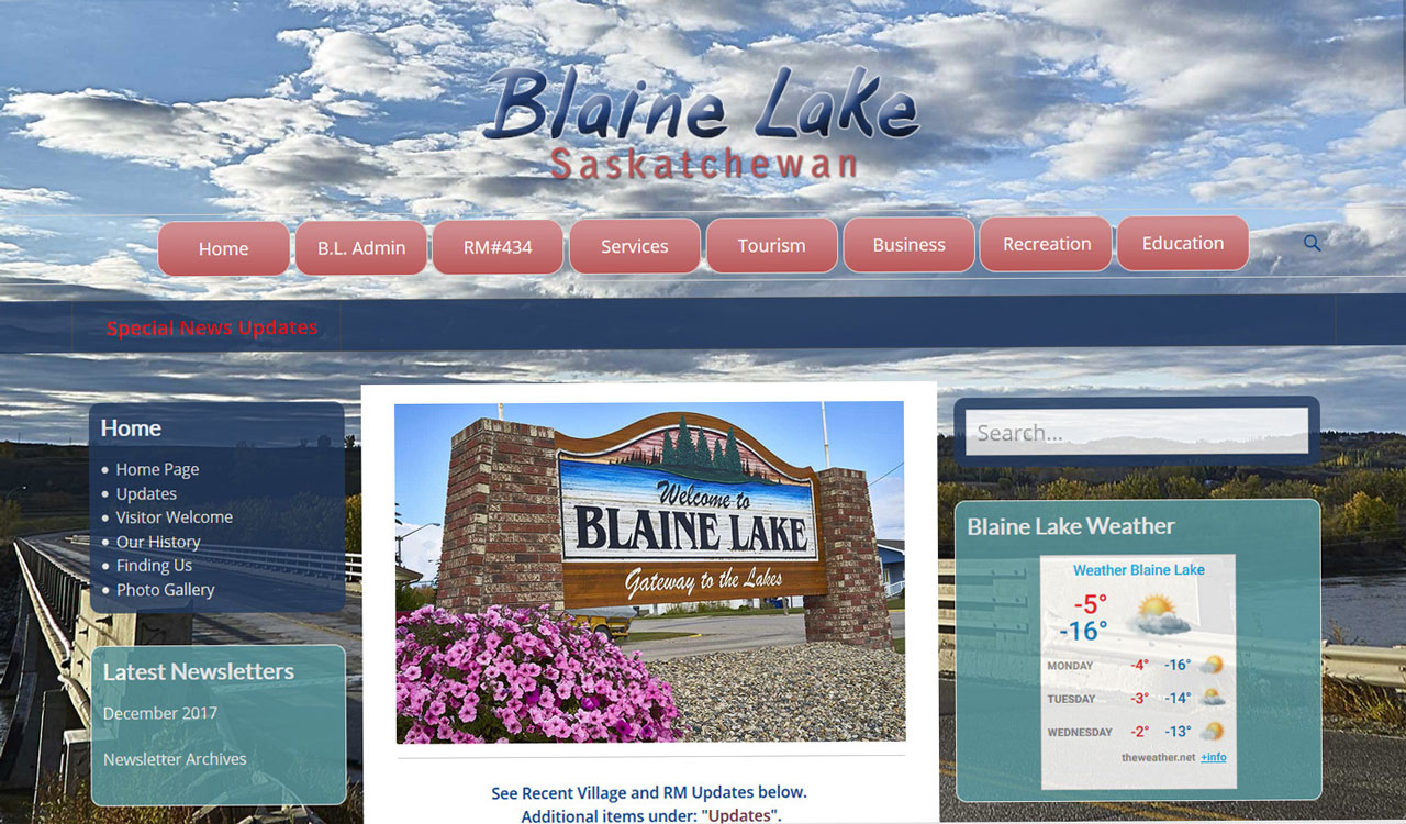 Town of Blaine Lake website by Fireflywebs.ca