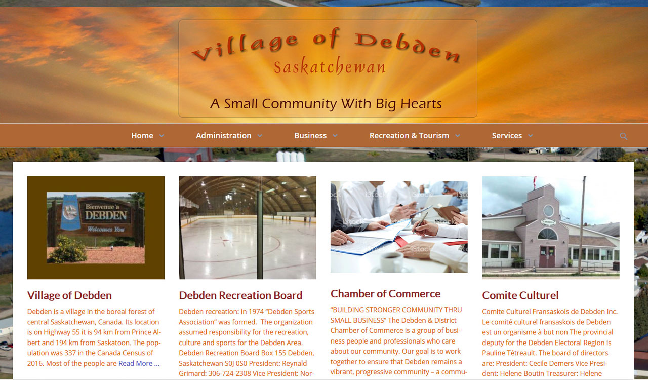 Village of Debden website by fireflywebs.ca