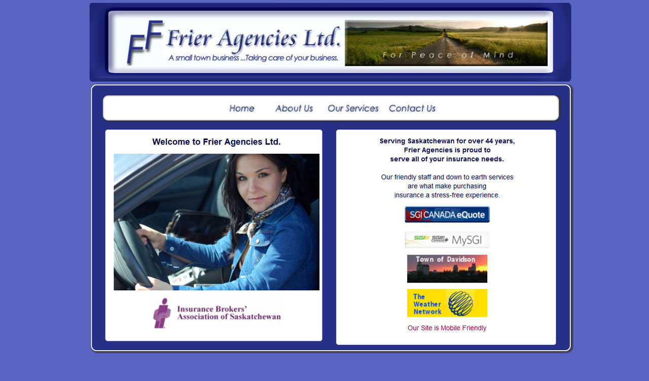 Frier Agencies website by fireflywebs.ca