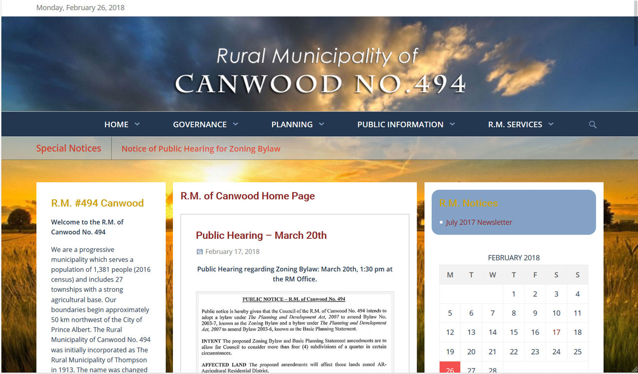 RM of Canwood website by fireflywebs.ca