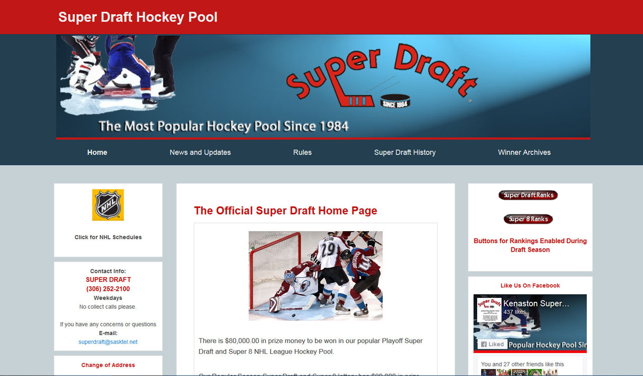 Superdraft website by fireflywebs.ca