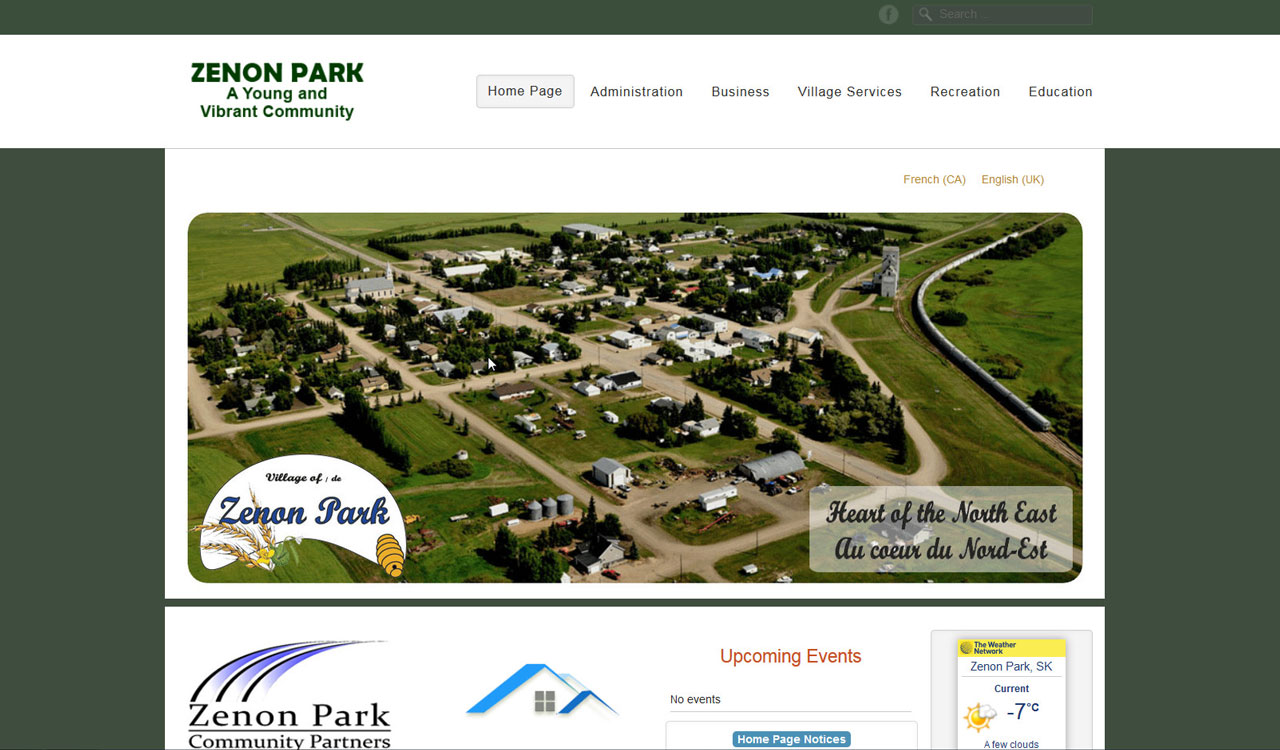 Zenon Park website by fireflywebs.ca